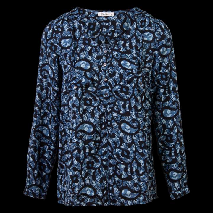 Priser på ChaCha Dame Bluse - Print 1 Blue - XL