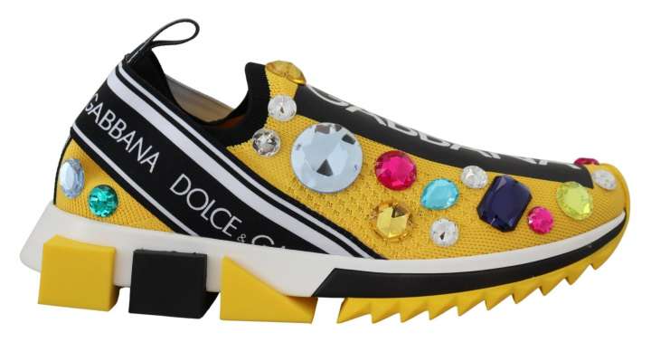 Priser på Dolce & Gabbana Gul Sorrento Krystal Sneakers