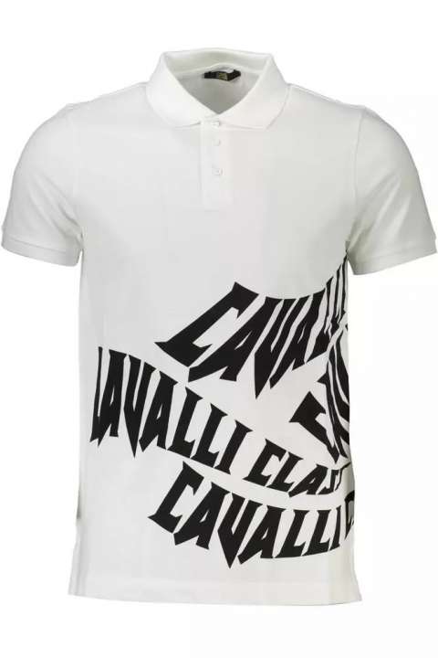 Priser på Cavalli Class Hvid Bomuld Polo Shirt