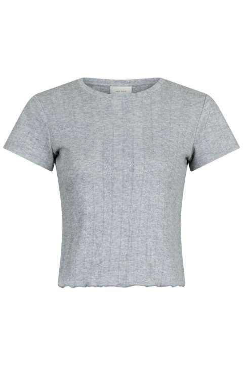 Priser på Neo Noir - T-shirt - Lonnie Pointelle Top - Light Grey