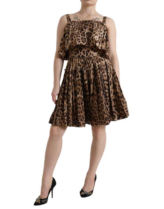 Priser på Dolce & Gabbana Leopard Print A-Line Cotton Dress