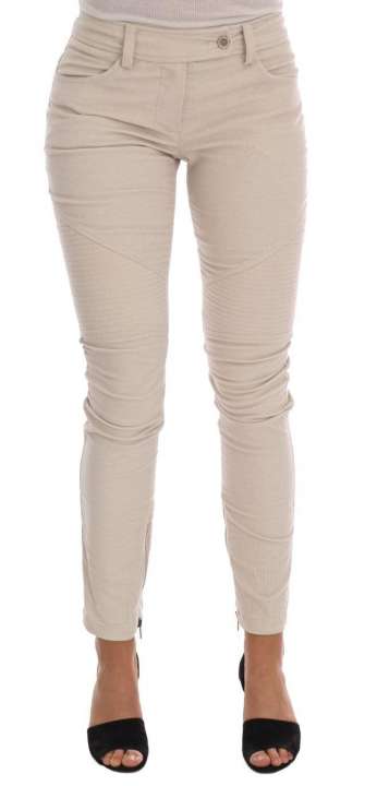 Priser på Ermanno Scervino Chic Beige Corduroy Skinny Slim Fit Pants