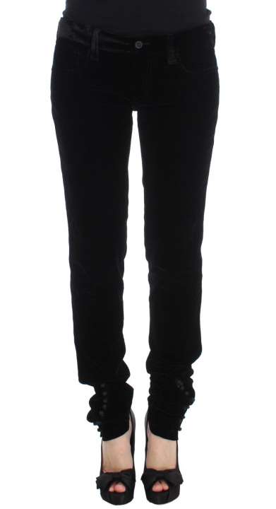 Priser på Ermanno Scervino Elegant Black Slim Fit Trousers