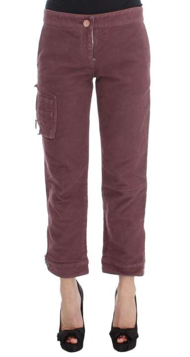 Priser på Ermanno Scervino Chic Bordeaux Capri Cropped Cargo Pants