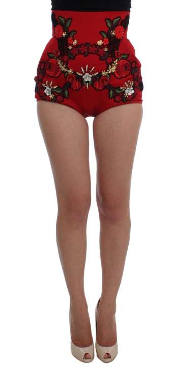 Priser på Dolce & Gabbana Ravishing Red Silk Embroidered Shorts