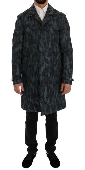 Priser på Dolce & Gabbana Blue Camouflage Trench Coat Elegance