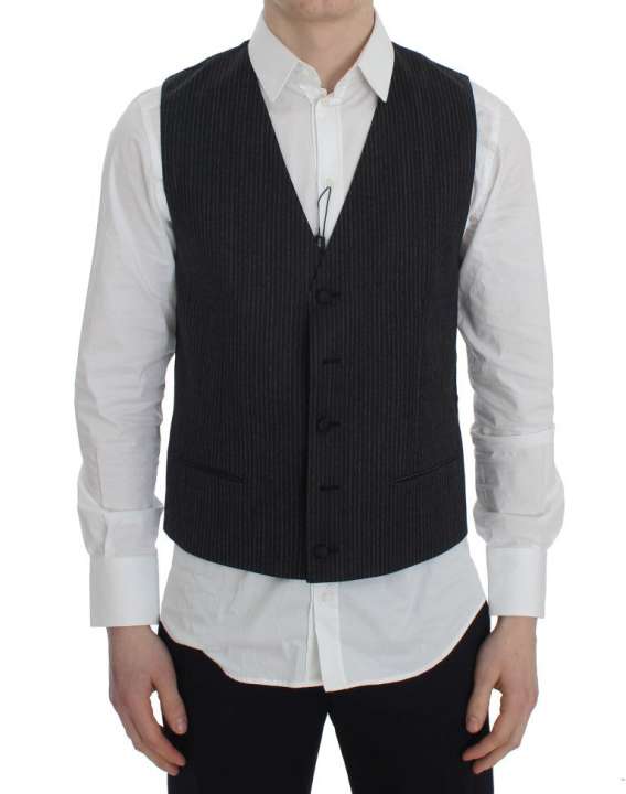 Priser på Dolce & Gabbana Elegant Gray Striped Wool Vest