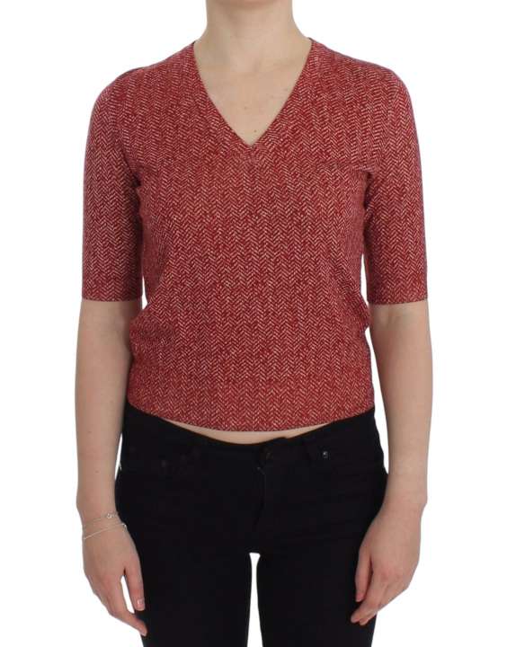 Priser på Dolce & Gabbana Enchanting Red Tweed V-Neck Sweater