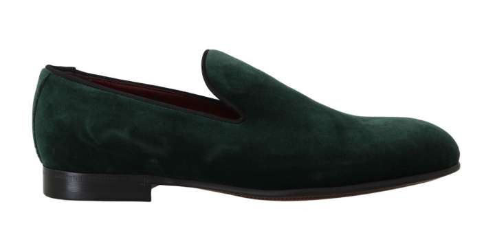 Priser på Dolce & Gabbana Elegant Green Suede Slip-On Loafers