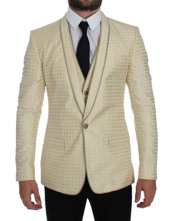 Priser på Dolce & Gabbana Sophisticated Beige Polka Dotted Blazer & Vest