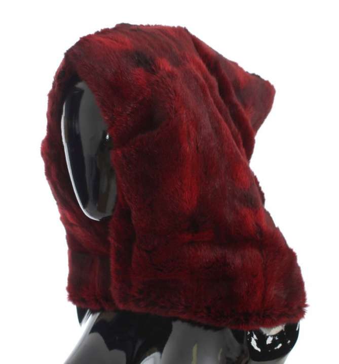 Priser på Dolce & Gabbana Luxurious Bordeaux Fur Hooded Scarf Wrap