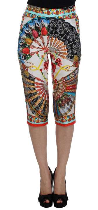 Priser på Dolce & Gabbana Multicolor Majolica Silk Capri Pants