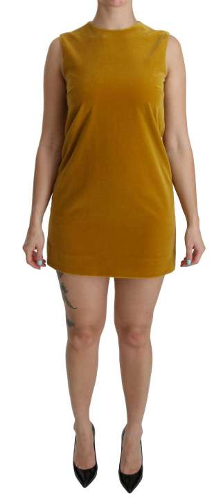 Priser på Dolce & Gabbana Mustard Velvet Shift Mini Dress