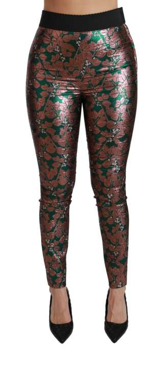 Priser på Dolce & Gabbana Elegant Bronze Leaf Metallic Trousers