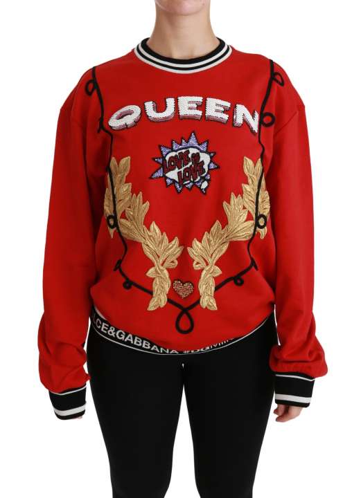 Priser på Dolce & Gabbana Radiant Red Sequined Crew Neck Sweater