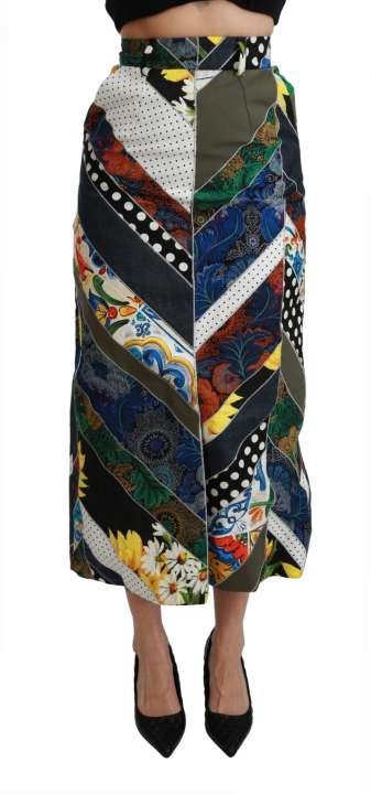 Priser på Dolce & Gabbana Elegant Geometric Print High-Waist Skirt