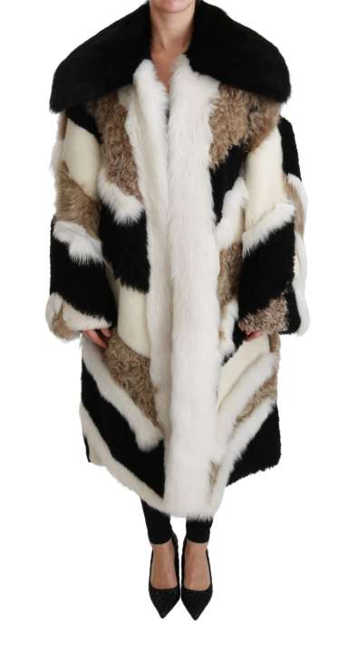 Priser på Dolce & Gabbana Elegant Multicolor Shearling Cape Coat