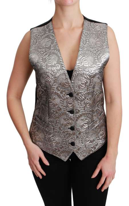 Priser på Dolce & Gabbana Elegant Silver Sleeveless Brocade Vest