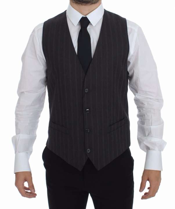 Priser på Dolce & Gabbana Elegant Striped Gray Dress Vest