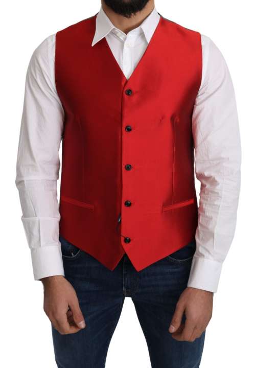 Priser på Dolce & Gabbana Ravishing Red Silk Formal Vest