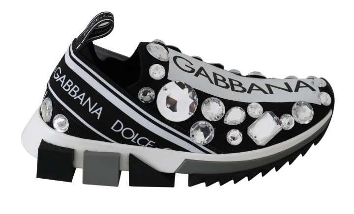 Priser på Dolce & Gabbana Chic Monochrome Crystal Studded Sneakers