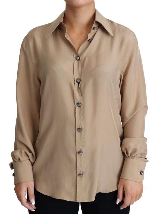 Priser på Dolce & Gabbana Elegant Beige Silk Shirt