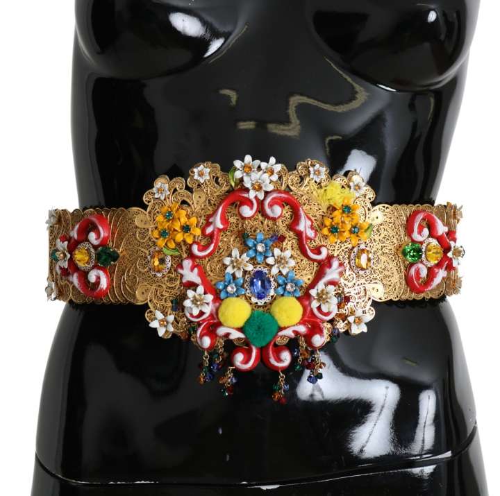 Priser på Dolce & Gabbana Golden Floral Crystal Embellished Waist Belt