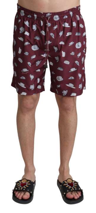 Priser på Dolce & Gabbana Elegant Maroon Beachwear Trunks