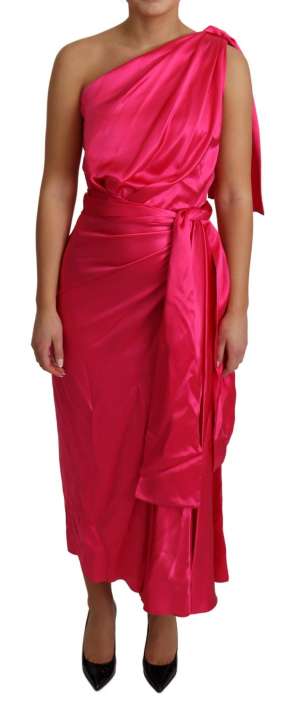 Priser på Dolce & Gabbana Elegant Fuchsia Silk One-Shoulder Wrap Dress