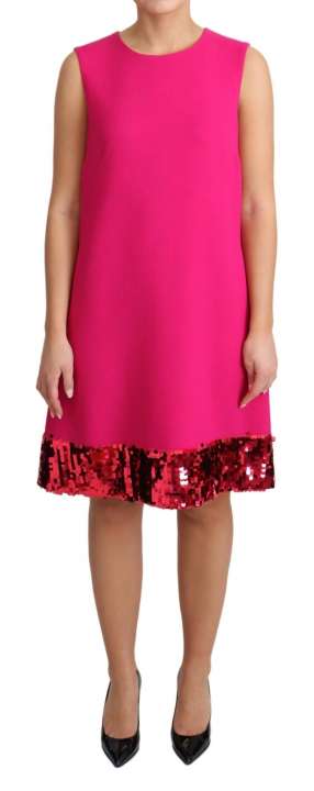 Priser på Dolce & Gabbana Elegant Fuchsia Sequined Wool Blend Shift Dress