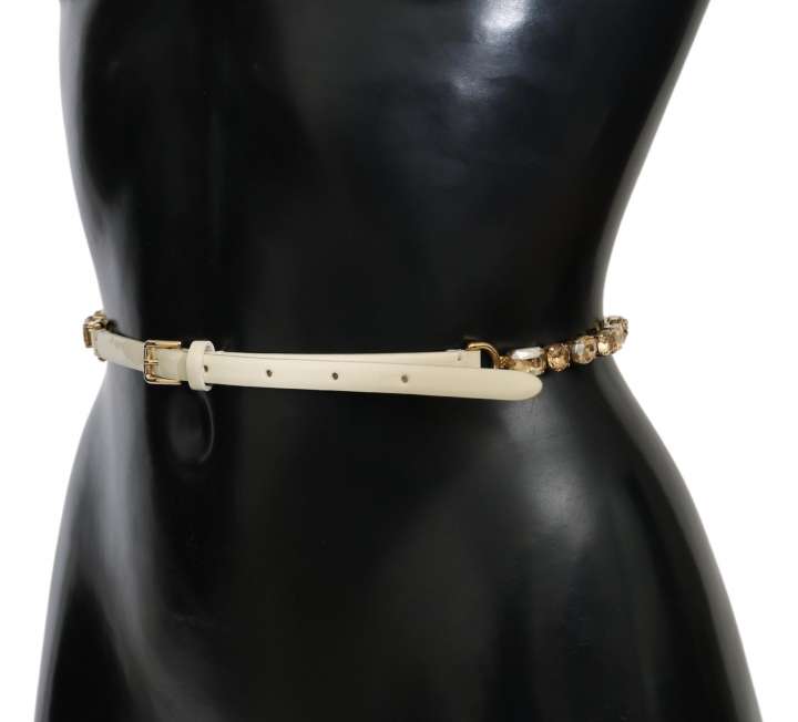 Priser på Dolce & Gabbana Champagne Crystal Embellished Leather Belt