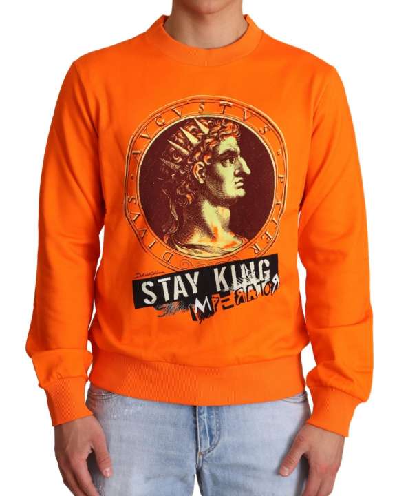 Priser på Dolce & Gabbana Regal Crewneck Cotton Sweater in Orange