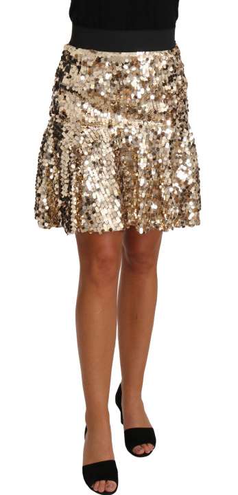 Priser på Dolce & Gabbana Gold Sequin Mini Skirt Extravaganza