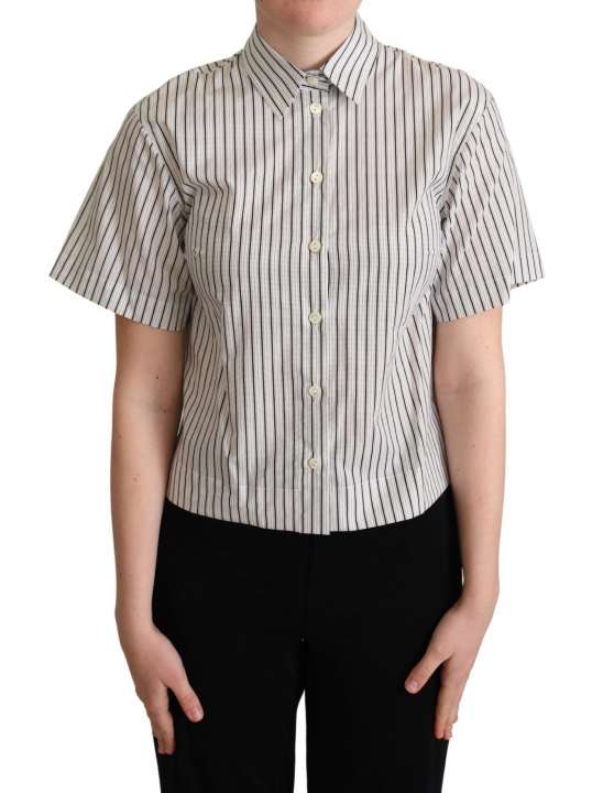 Priser på Dolce & Gabbana Chic Monochrome Striped Polo Shirt