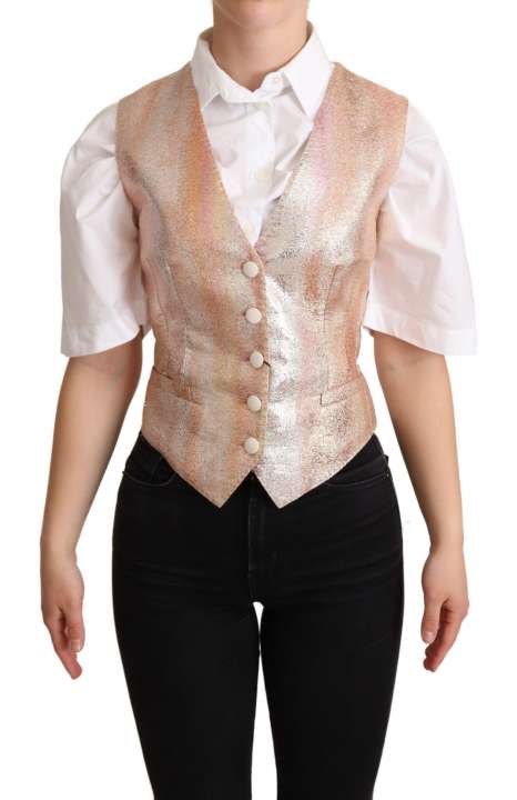 Priser på Dolce & Gabbana Elegant Pink Metallic Sheen Waistcoat