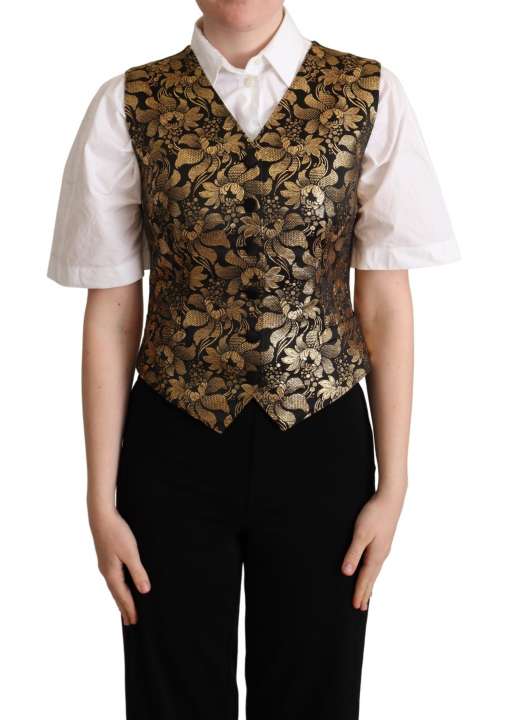 Priser på Dolce & Gabbana Elegant Black Jacquard Waistcoat