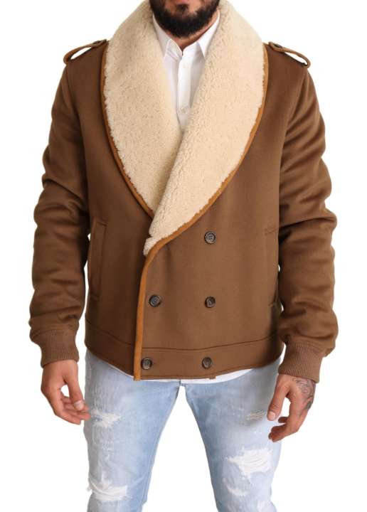 Priser på Dolce & Gabbana Elegant Double Breasted Shearling Jacket