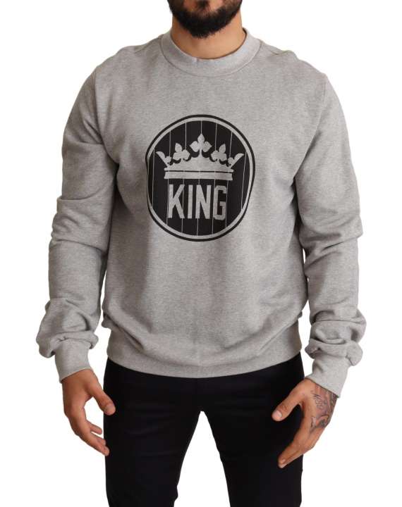 Priser på Dolce & Gabbana Regal Crown Cotton Sweater - Sophisticated Gray