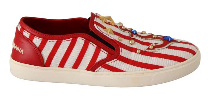 Priser på Dolce & Gabbana Stripe Print Studded Loafers