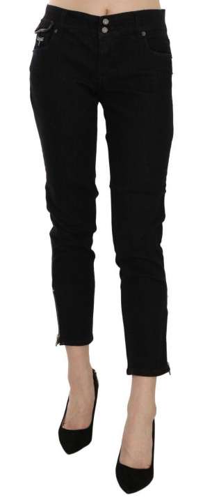 Priser på John Galliano Chic Black Mid Waist Slim Cropped Jeans