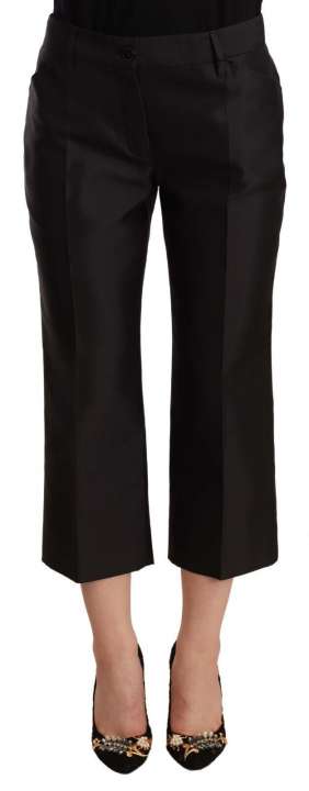 Priser på Dolce & Gabbana Chic Silk Cropped Trousers in Timeless Black