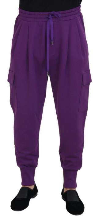 Priser på Dolce & Gabbana Elegant Purple Cotton Cargo Sweatpants