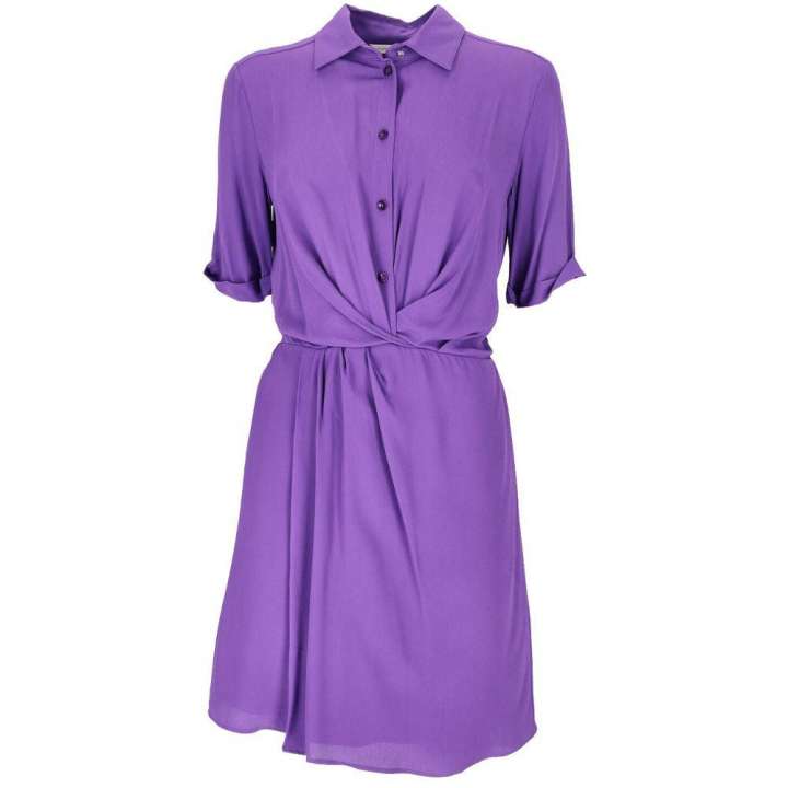 Priser på Patrizia Pepe Chic Purple Flared Short Sleeve Shirtdress