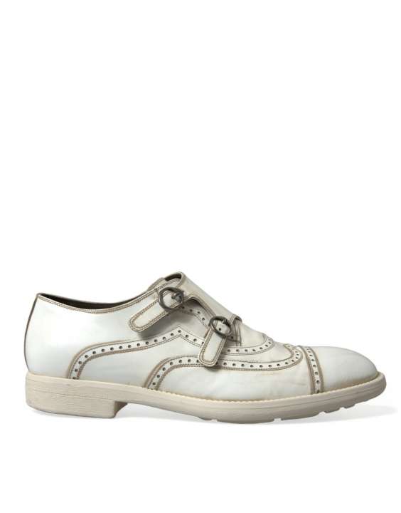 Priser på Dolce & Gabbana Elegant White Leather Derby Dress Shoes