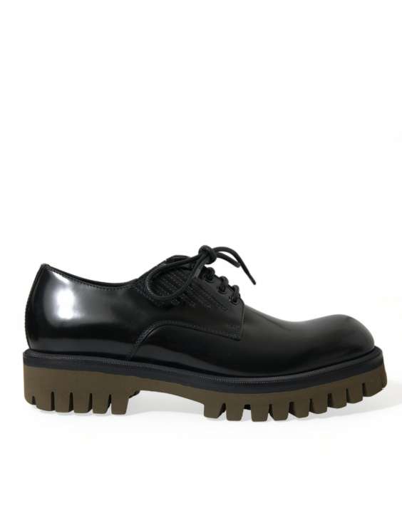 Priser på Dolce & Gabbana Elegant Black Leather Derby Dress Shoes