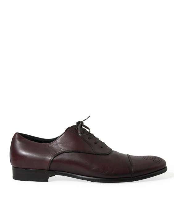 Priser på Dolce & Gabbana Elegant Burgundy Leather Derby Shoes