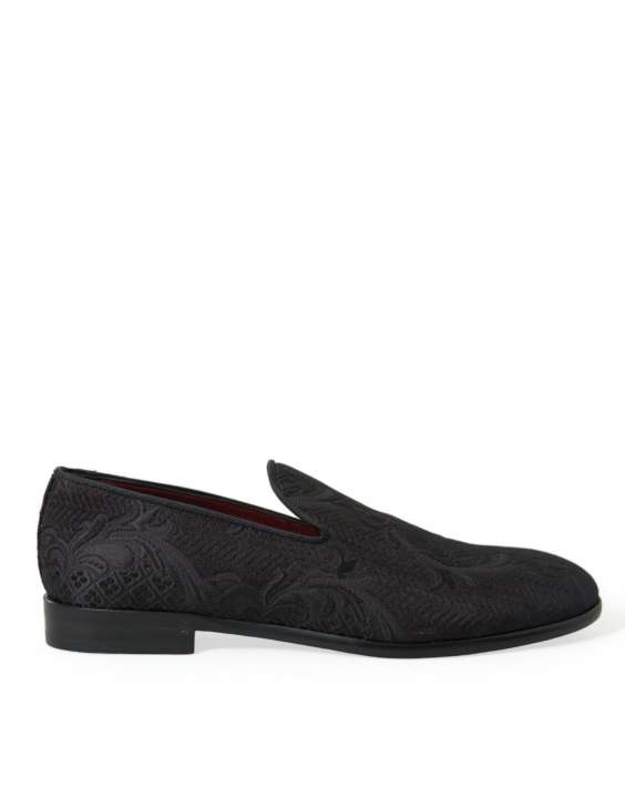 Priser på Dolce & Gabbana Elegant Black Brocade Dress Loafers