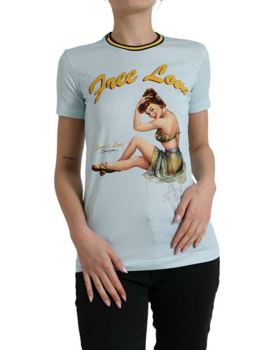 Priser på Dolce & Gabbana Elegant Light Blue Cotton T-Shirt