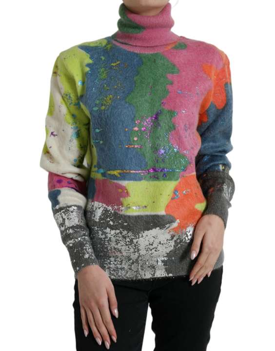 Priser på Dolce & Gabbana Multicolor Mohair Turtleneck Casual Sweater