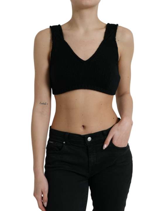 Priser på Dolce & Gabbana Elegant Black Cashmere Bustier Crop Top